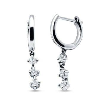 Three Round Cubic Zirconia Drop Dangle Hoop Earring 925 Sterling Silver Wholesale